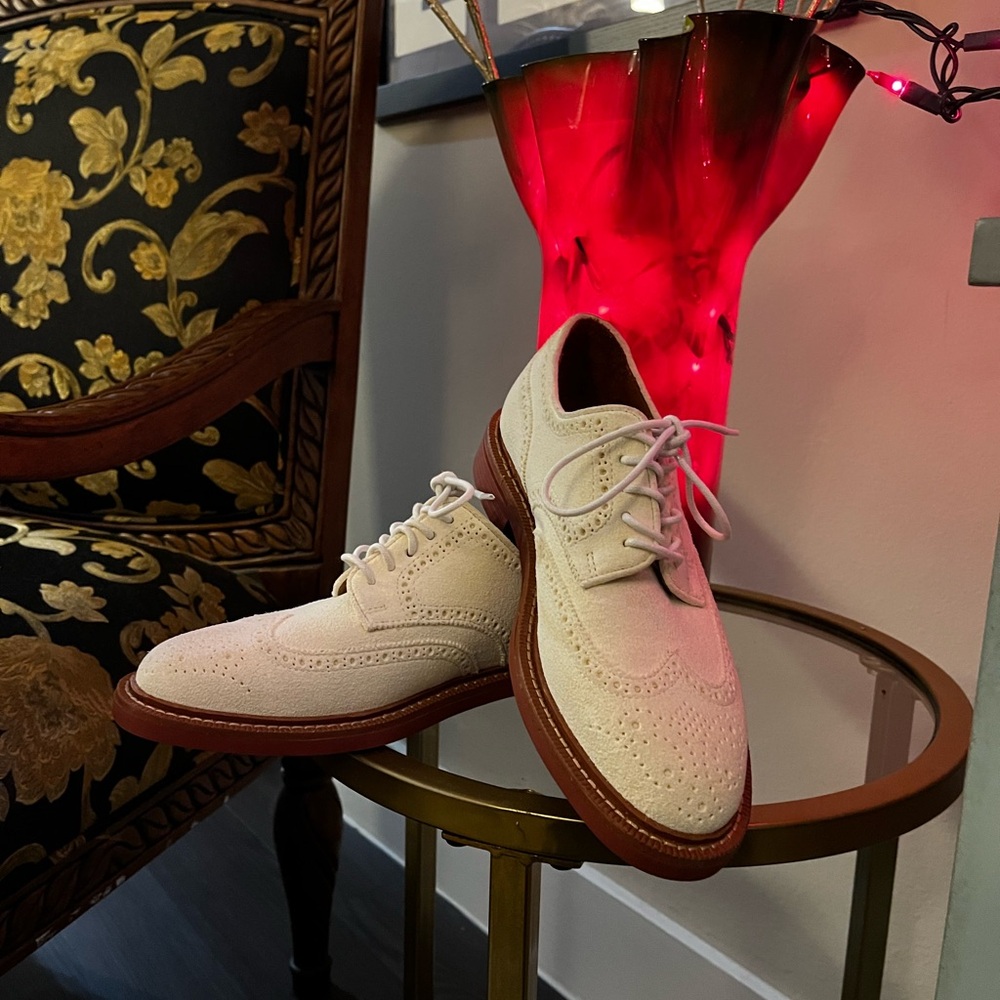 White Suede Oxford Shoes